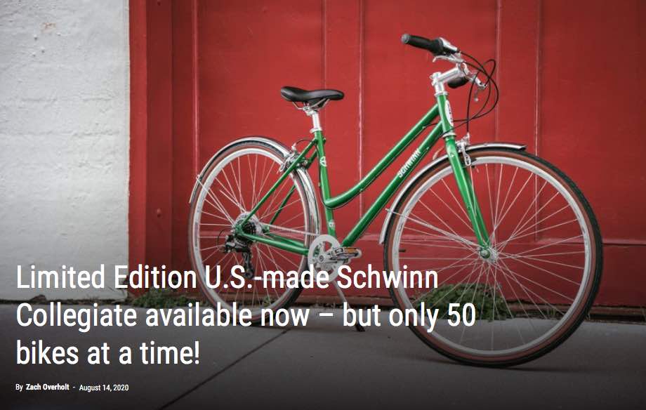 Limited Edition U.S.-made Schwinn Collegiate available now