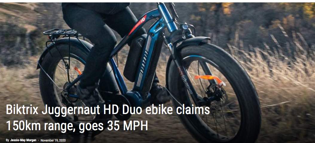 Biktrix Juggernaut HD Duo ebike claims 150km range